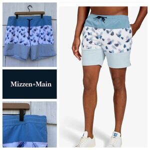 Mizzen + Main Flamingo Print HydraShift Swim Trunk Shorts XL
